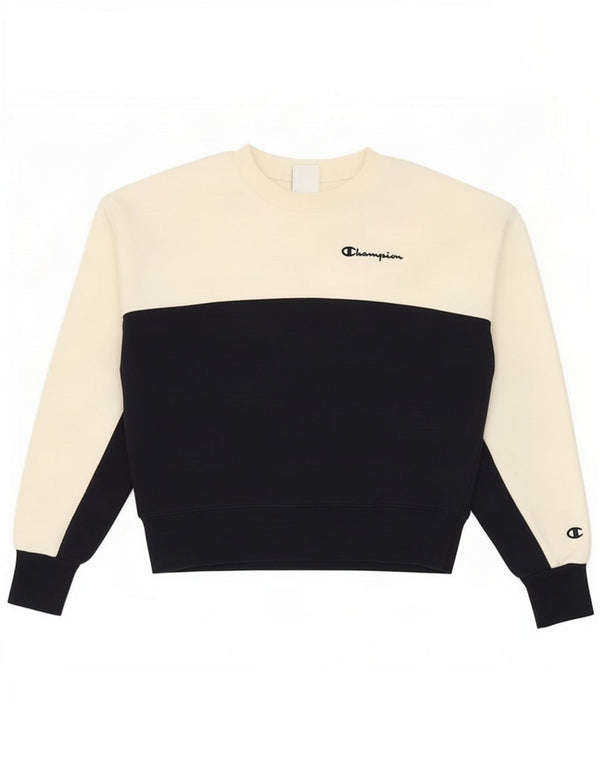 Champion moletom feminino cropped oversized jumper UK 6 XS branco colorblock