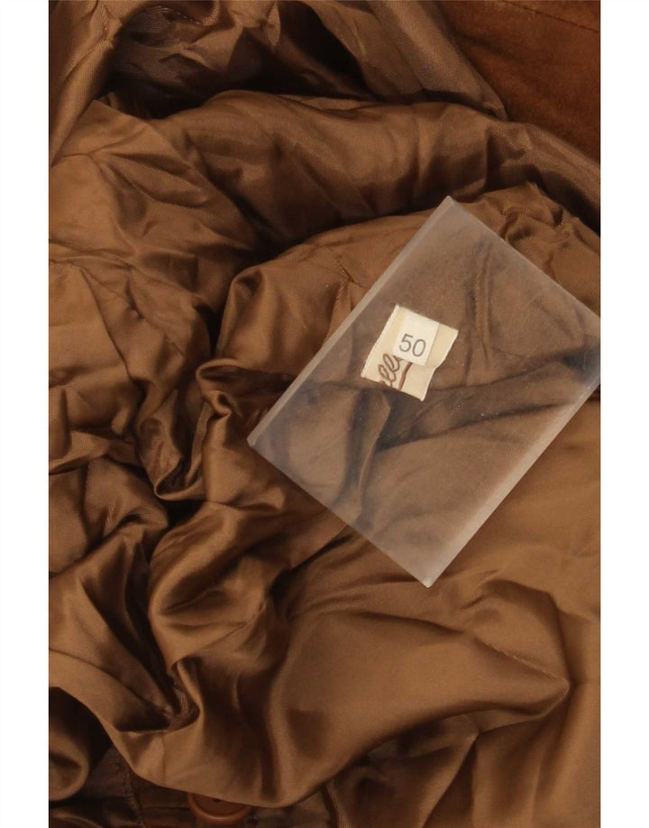 Jaqueta blazer feminina vintage de camurça com peito duplo IT 50 XL couro bege
