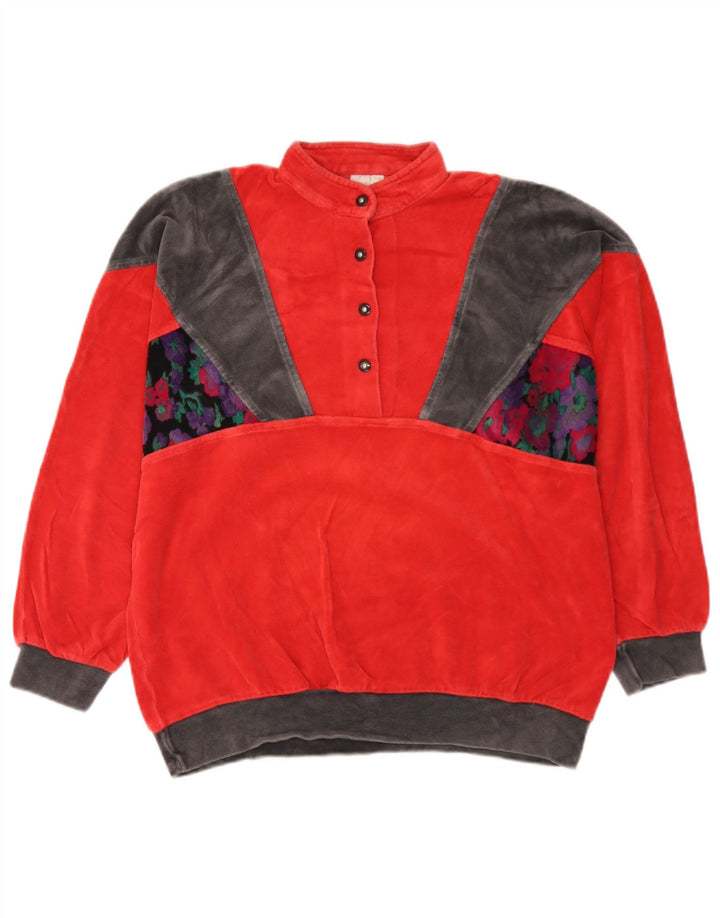 Moletom feminino vintage folgado jumper EU 38 bloco colorido vermelho médio