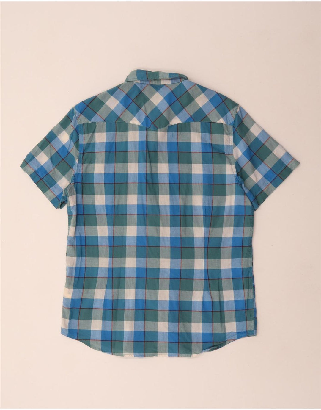Camisa masculina Lee de manga curta slim fit grande algodão xadrez azul