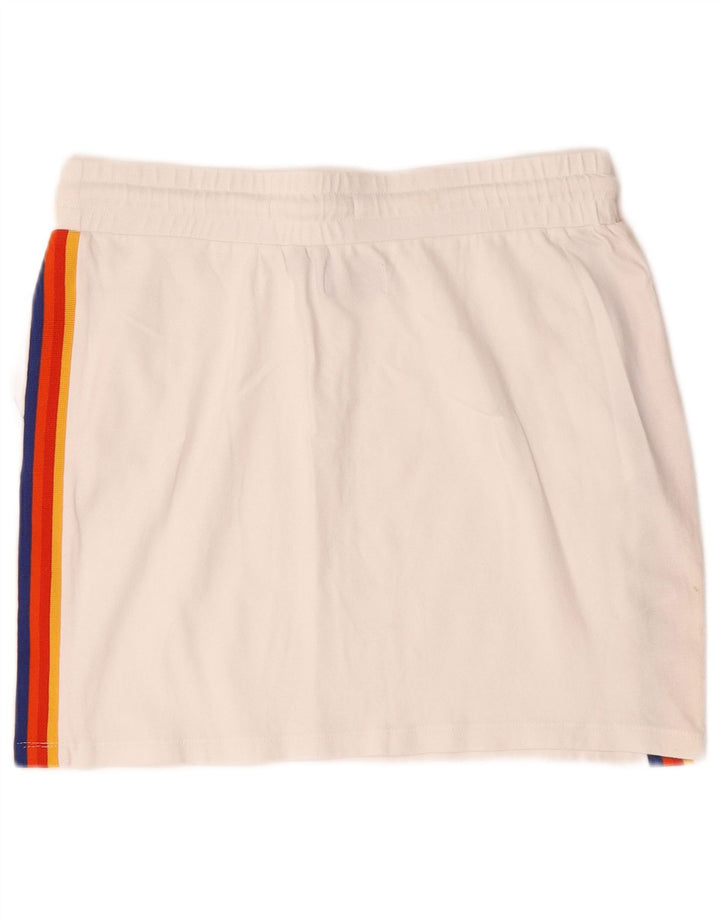 Mini saia feminina Superdry UK 12 médio W30 algodão listrado branco