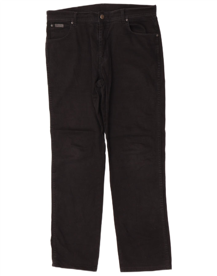 Wrangler Masculino Texas Stretch Straight Jeans W36 L32 Algodão Preto