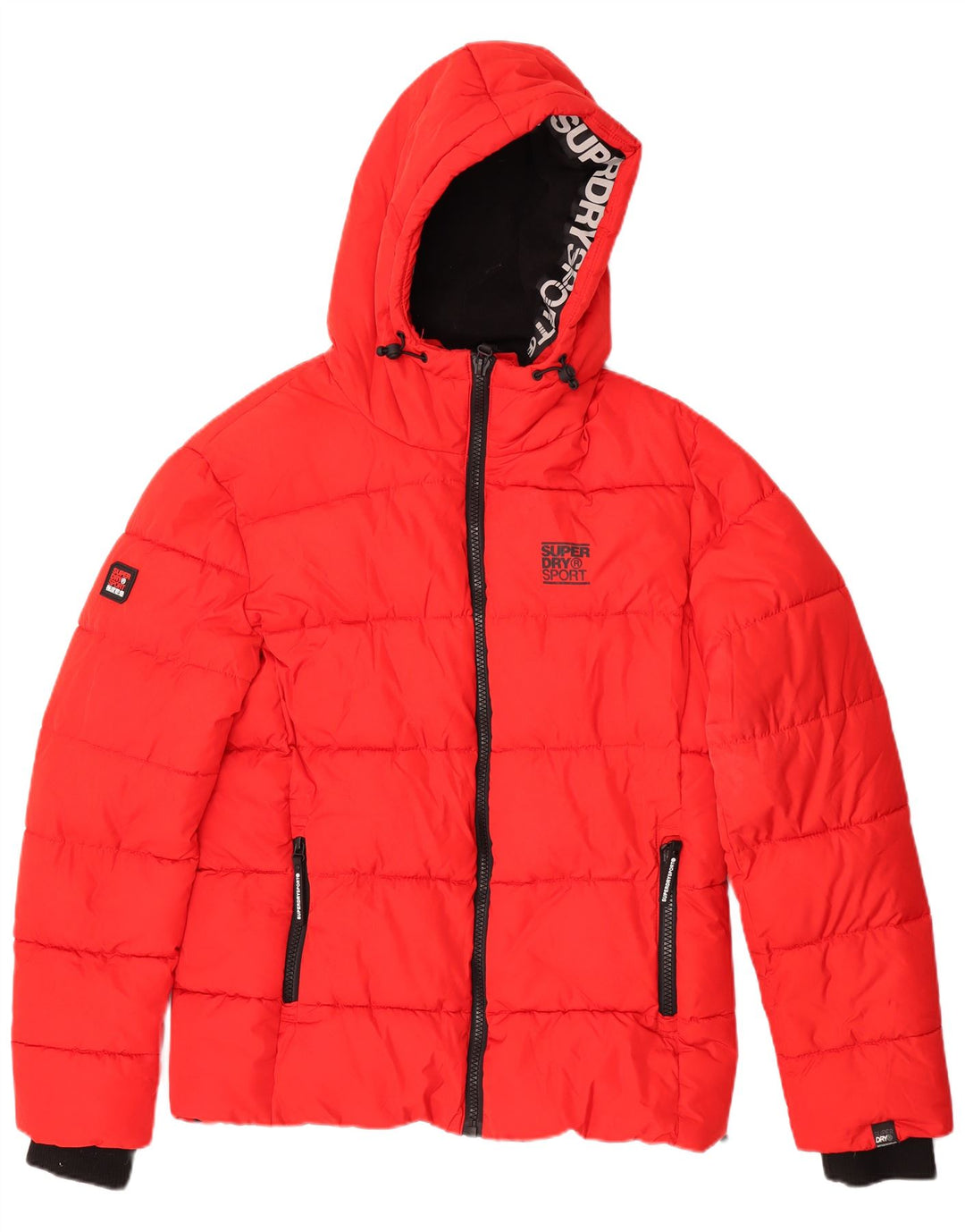 Jaqueta acolchoada com capuz masculina Superdry UK 40 poliéster vermelho grande