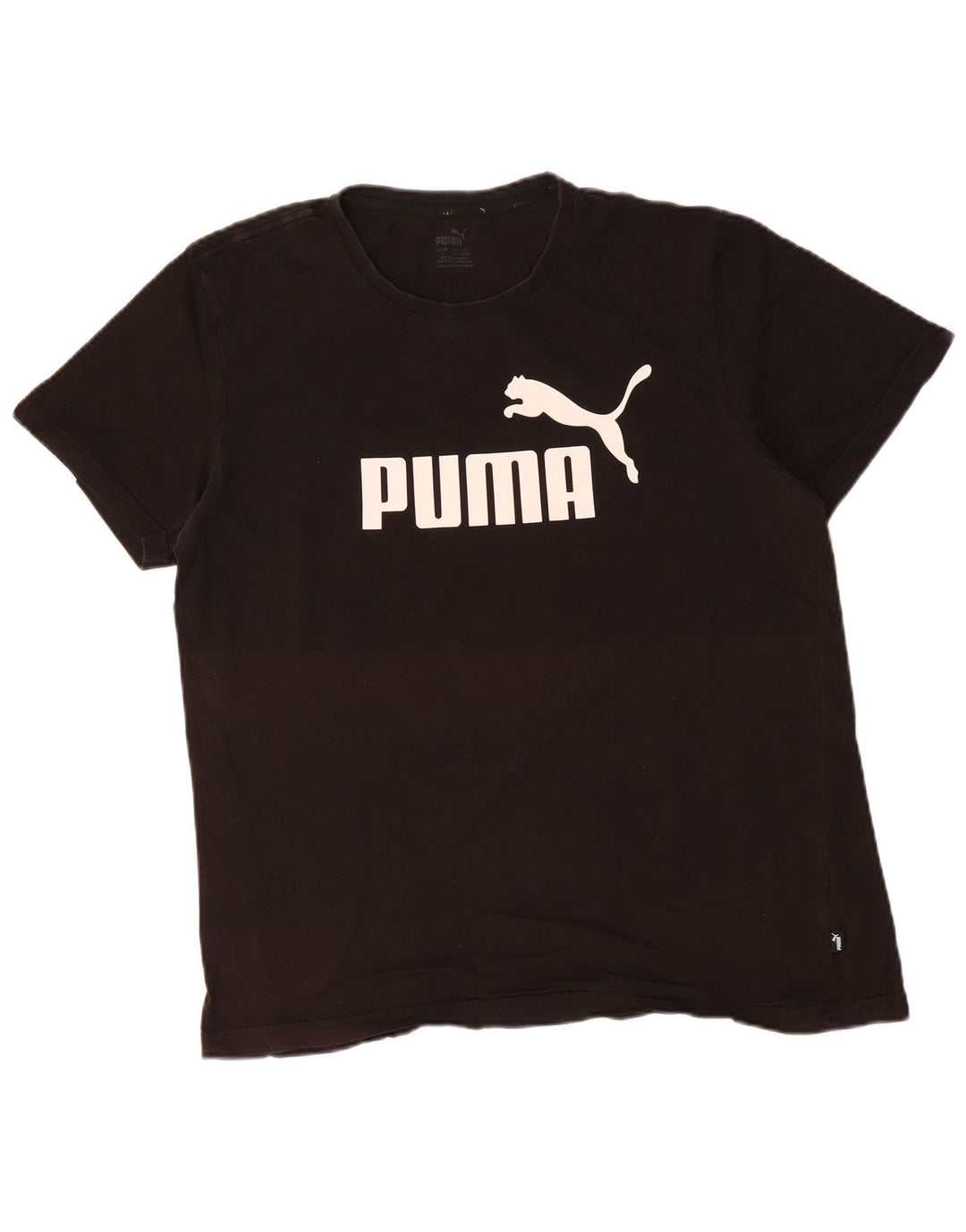 Puma Mens Graphic T-Shirt Top Grande Algodão Preto