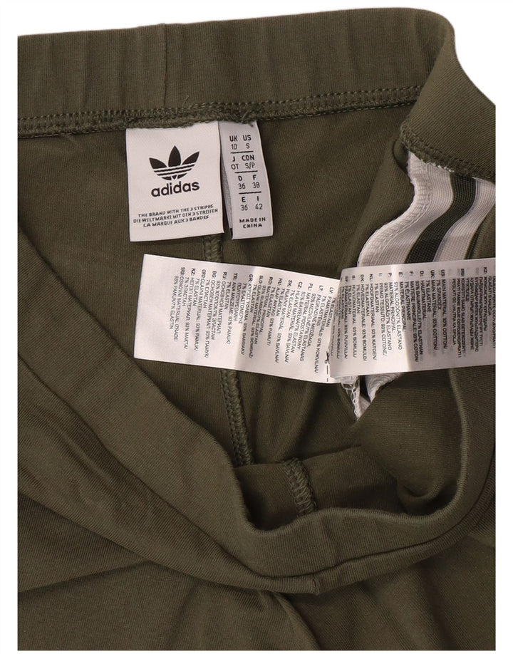ADIDAS Womens Leggings UK 10 Small Khaki Cotton