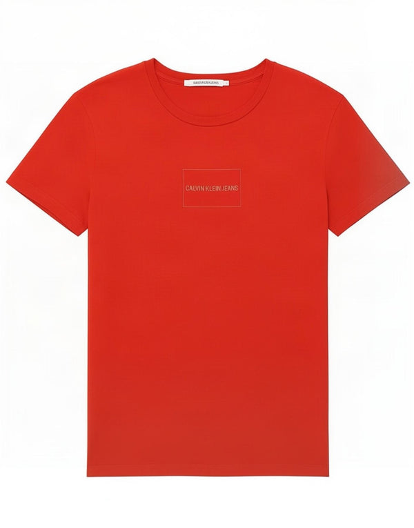 Camiseta feminina Calvin Klein Jeans com estampa gráfica UK 14 grande algodão vermelho