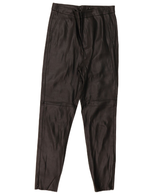Zara Leggings femininas de couro sintético W30 L28 pretas