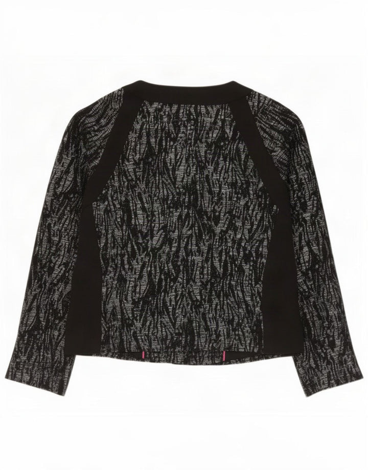 Jaqueta blazer feminina Marks & Spencer com padrão abstrato Reino Unido 16 grande preta