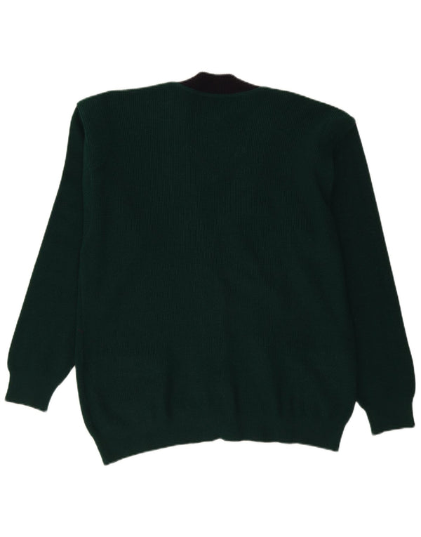 Suéter cardigã masculino Navigare lã colorblock verde médio