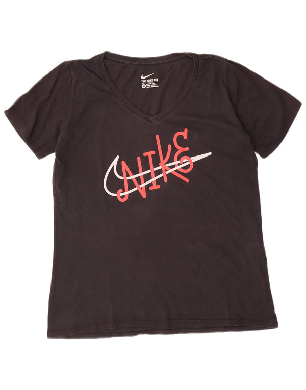 Camiseta feminina NIKE com corte atlético gráfico UK 18 XL algodão preto