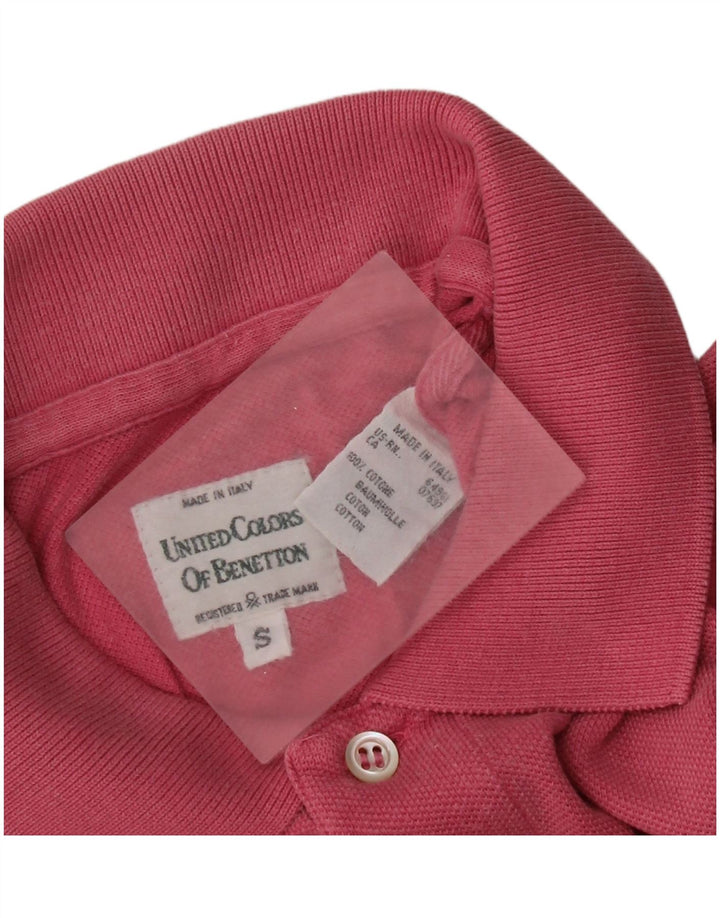 Camisa polo masculina Benetton pequena algodão rosa