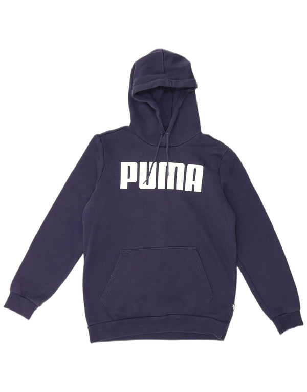 Puma masculino gráfico moletom com capuz pequeno algodão azul marinho