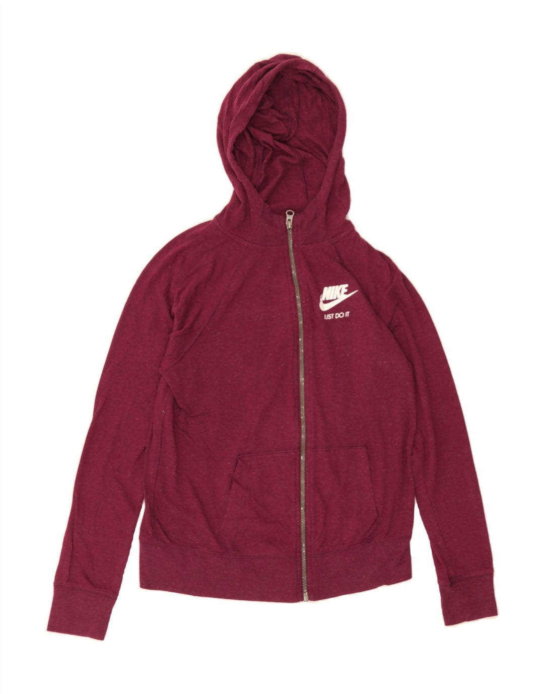 NIKE Girls Zip Hoodie Sweater 13-14 Years XL Burgundy Cotton Vintage Nike and Second-Hand Nike from Messina Hembry 