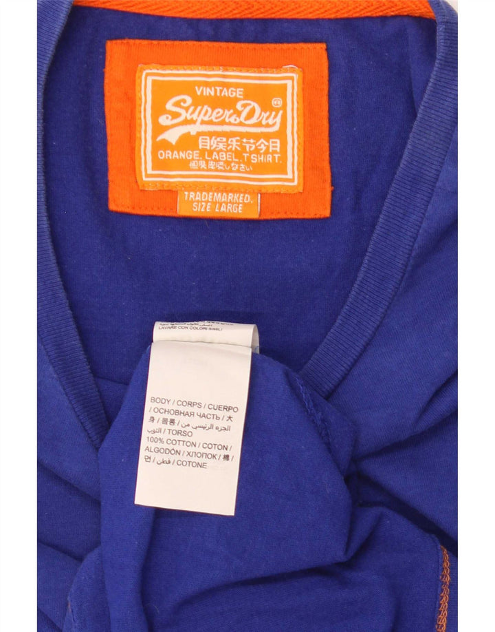 Camiseta masculina Superdry Top grande algodão azul