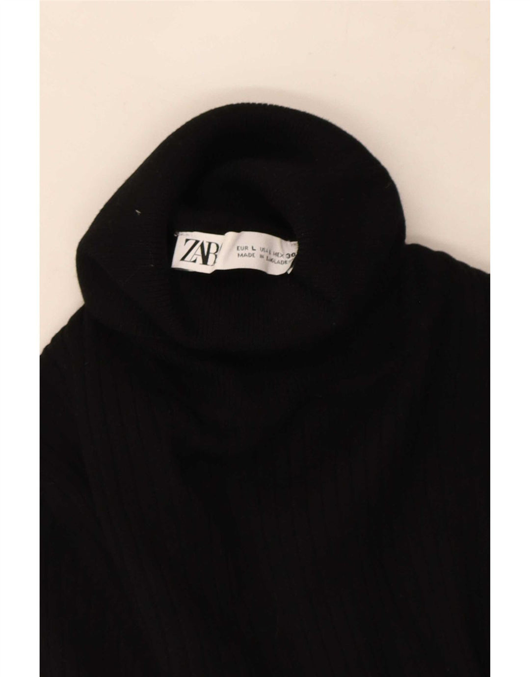 Zara Suéter feminino cropped com gola redonda Reino Unido 14 grande preto