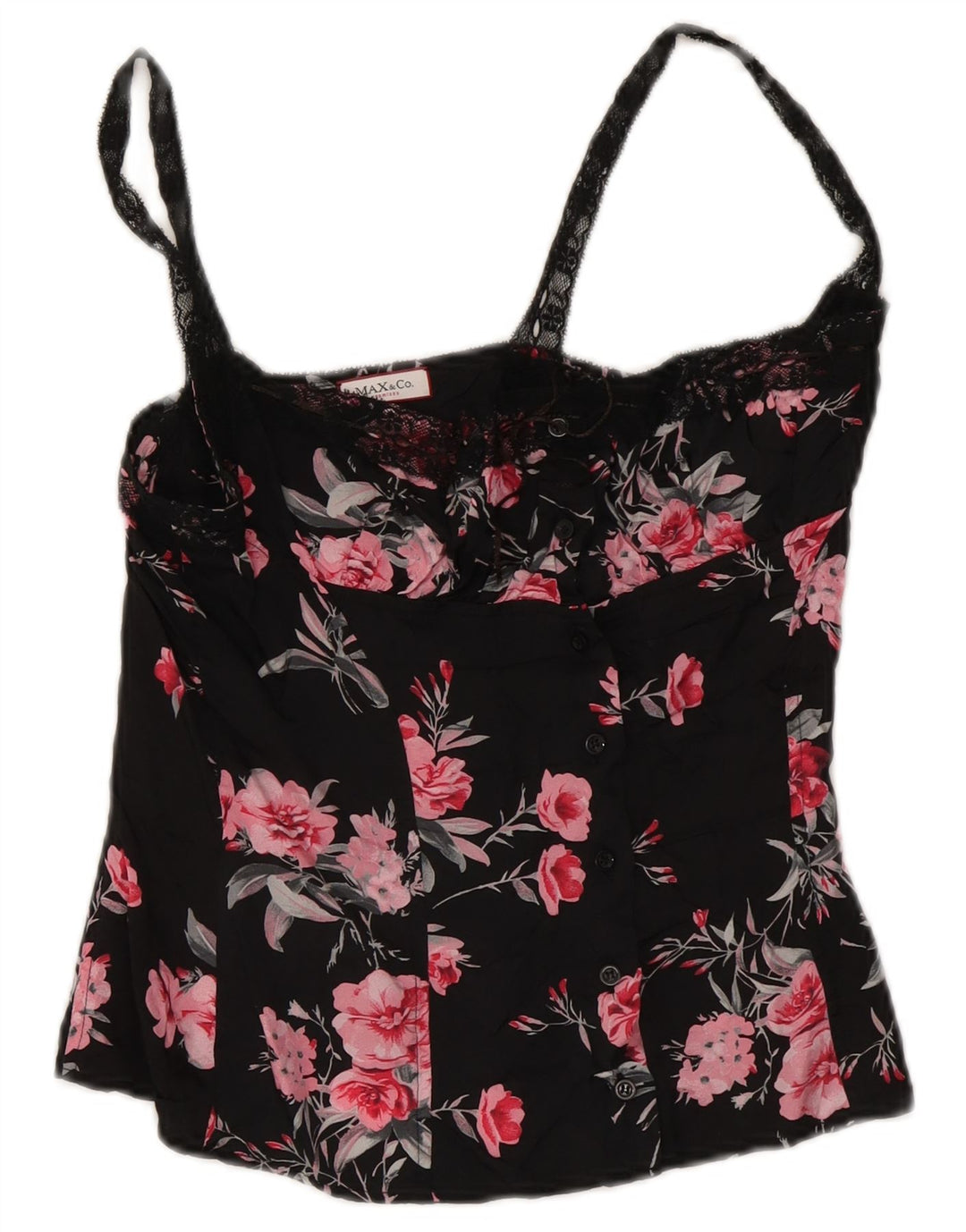 Top espartilho feminino Max & Co. Reino Unido 12 médio preto floral