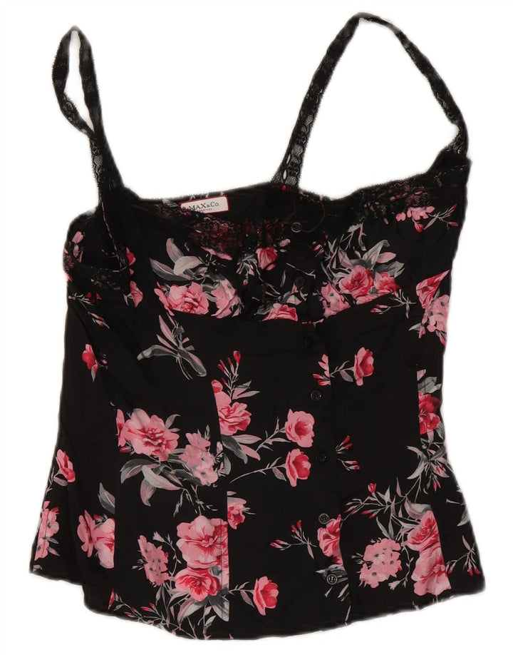 Top espartilho feminino Max & Co. Reino Unido 12 médio preto floral