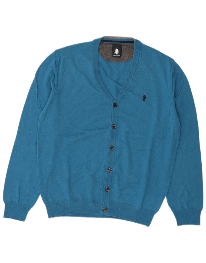 MARINA YACHTING Suéter cardigã masculino 2XL lã azul