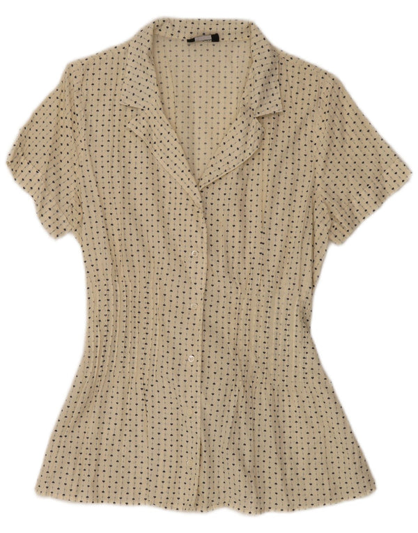 Blusa feminina de manga curta Max & Co. UK 14 grande risca de giz branca