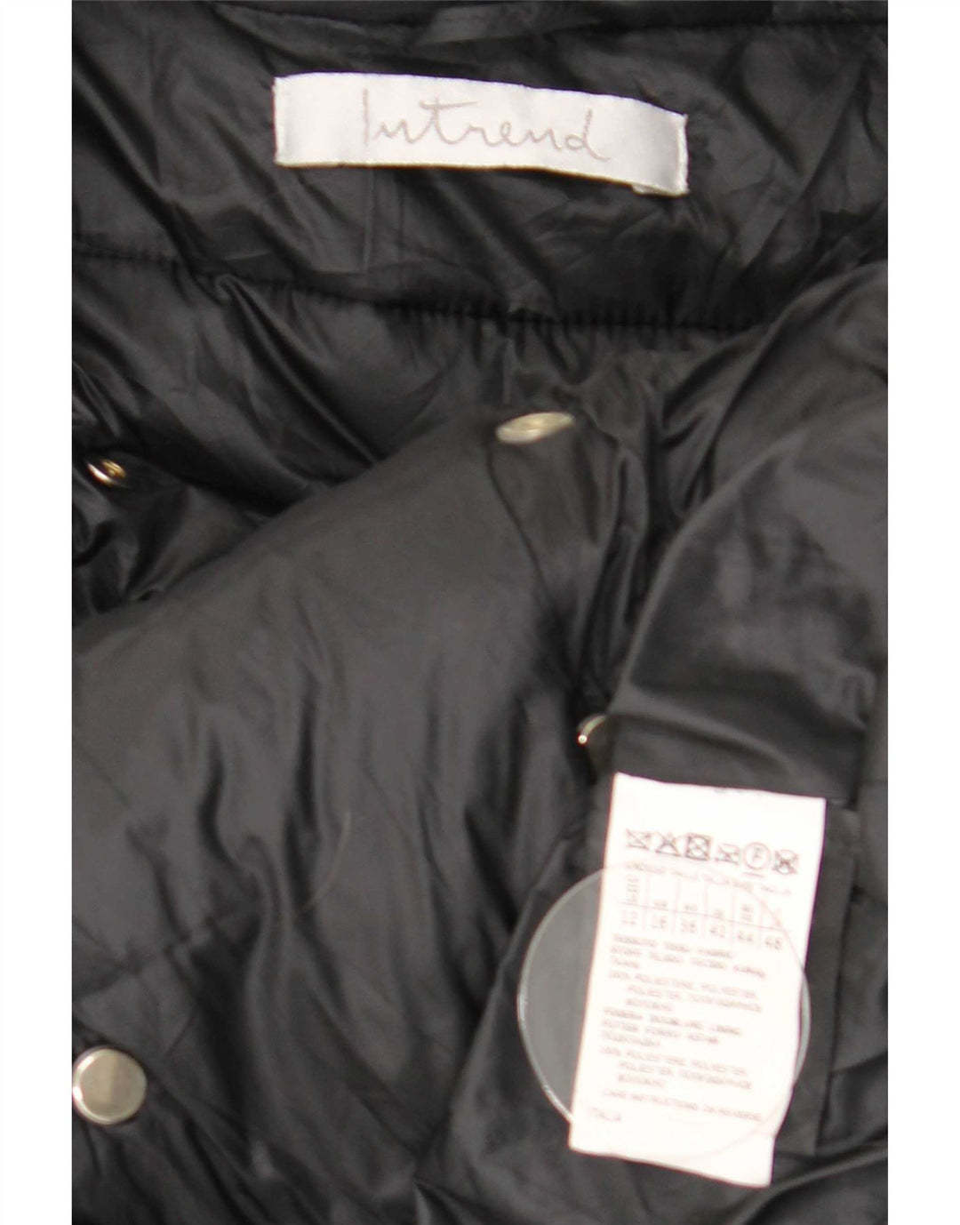 Casaco acolchoado com peito duplo Intrend feminino UK 16 grande poliéster preto