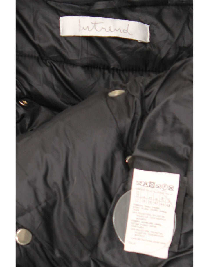 Casaco acolchoado com peito duplo Intrend feminino UK 16 grande poliéster preto