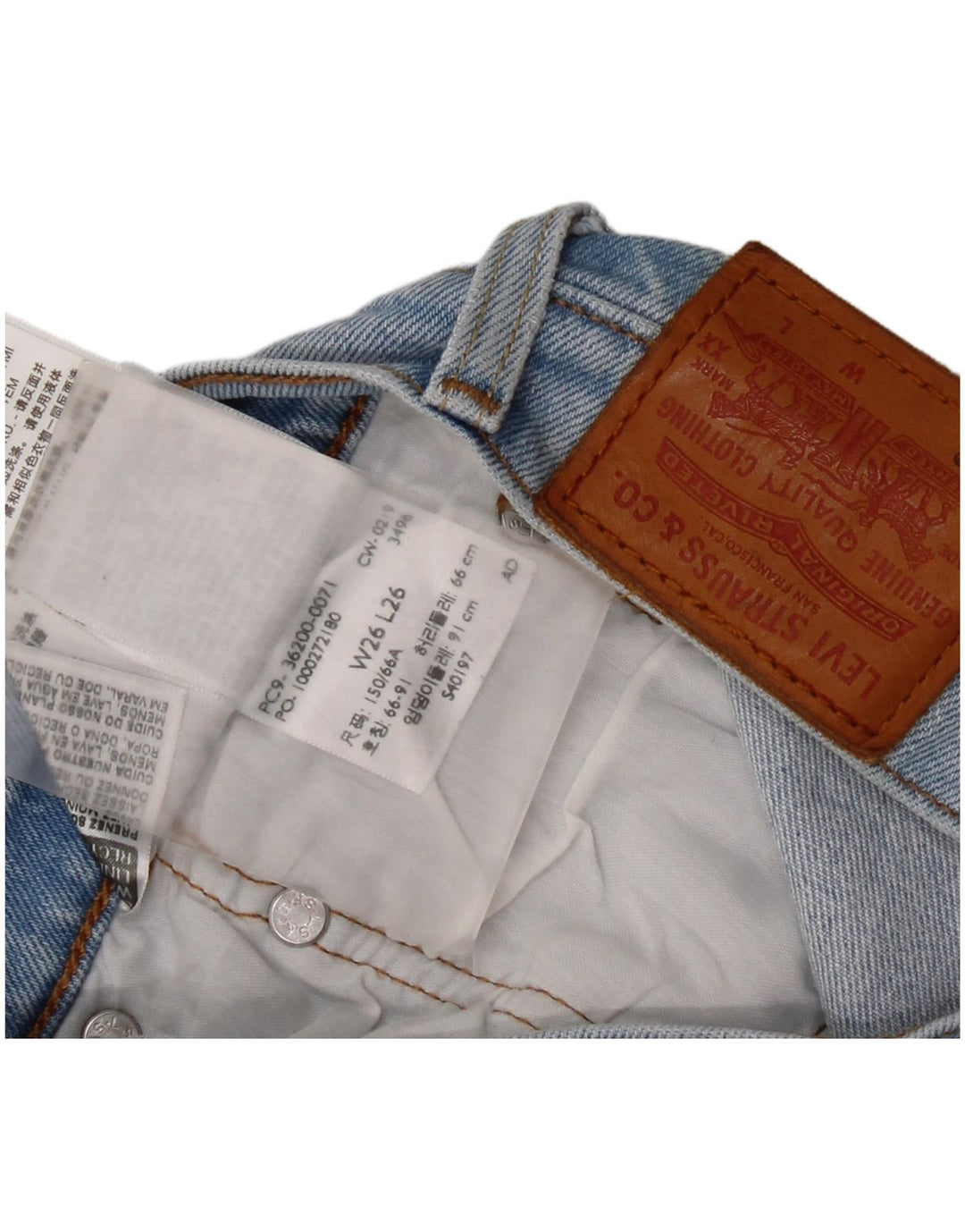Calça jeans feminina Levi's 501 Graphic Straight W26 L26 azul algodão