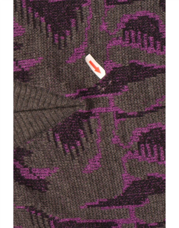 Suéter feminino Rasica com estampa abstrata e decote em V Reino Unido 16 grande cinza