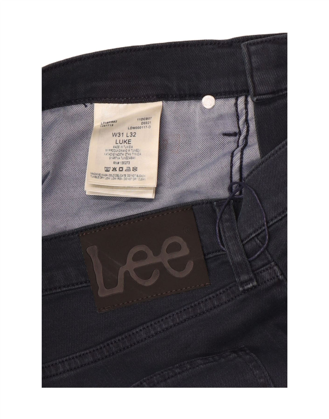 Lee Mens Luke Slim Jeans W31 L32 Azul Marinho Algodão