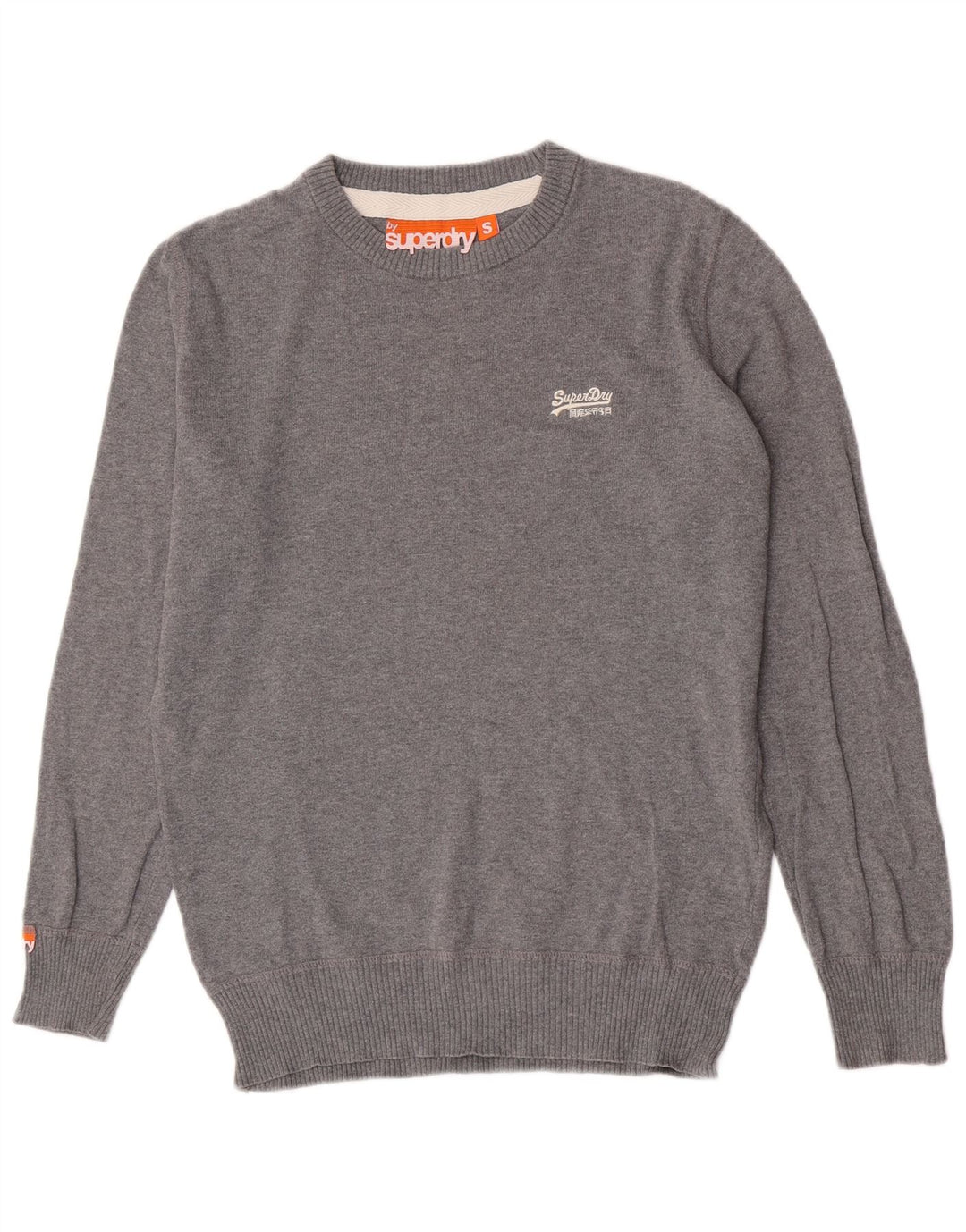Suéter masculino Superdry com gola canoa e algodão manchado cinza pequeno