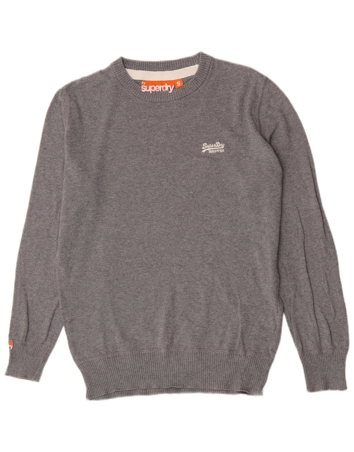 Suéter masculino Superdry com gola canoa e algodão manchado cinza pequeno