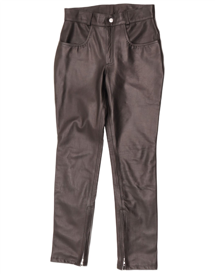 Calça feminina vintage de couro cônico W30 L32 preta