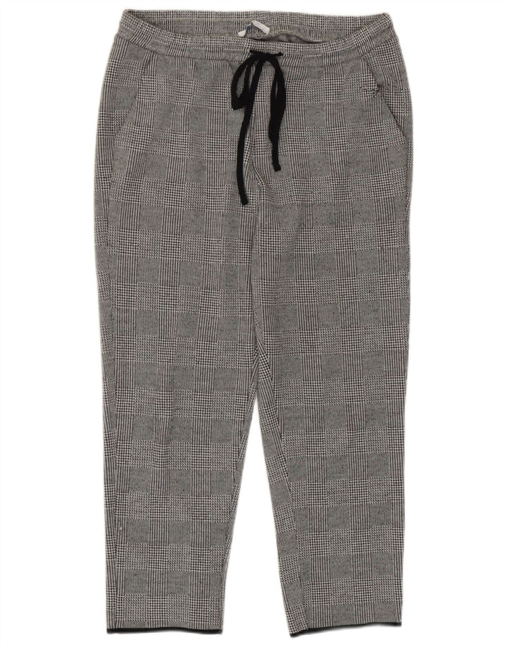 Calça de treino feminina Zara UK 12 cinza médio Houndstooth