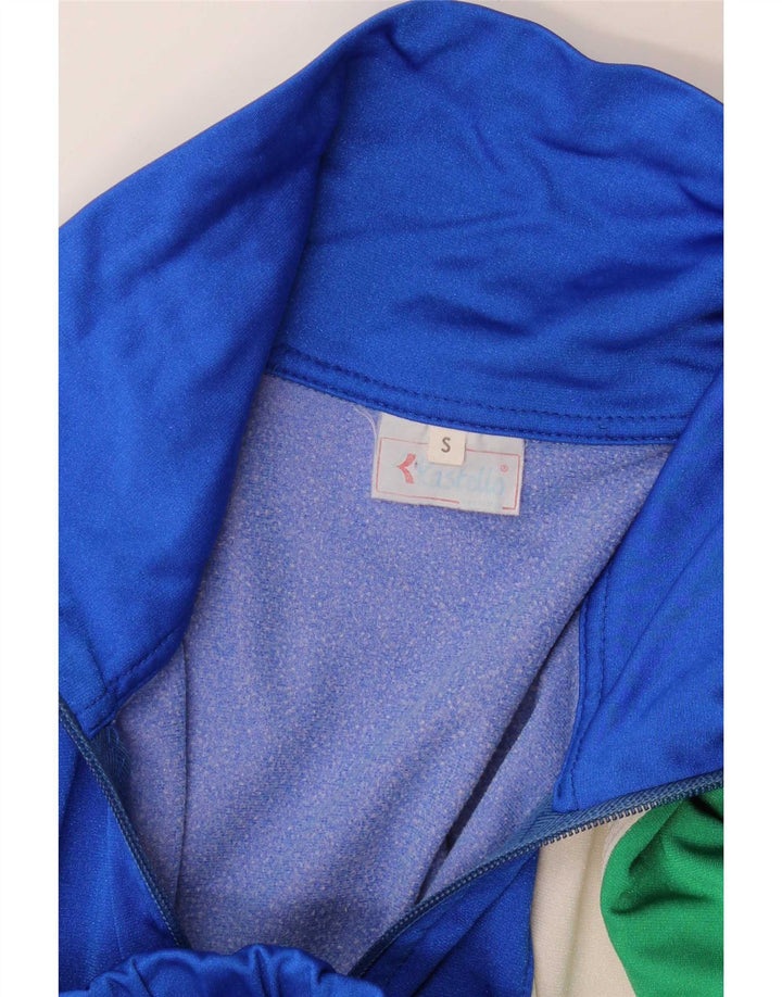 Jaqueta vintage masculina de agasalho pequeno azul colorido
