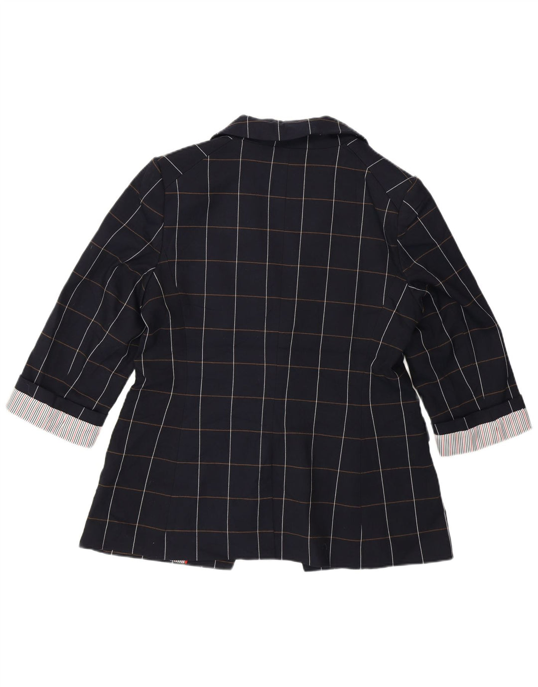 Jaqueta blazer feminina Tommy Hilfiger com 1 botão EUA 12 grande xadrez azul marinho