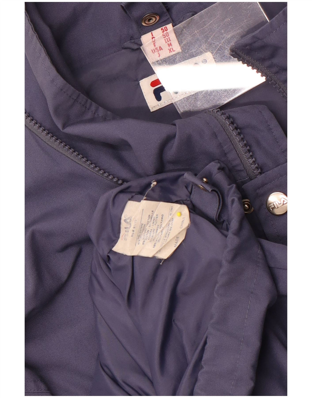 Jaqueta de chuva masculina Fila IT 50 grande poliéster azul marinho