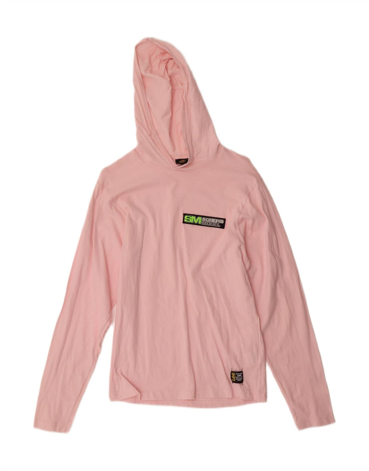 LEE Womens Hooded Graphic Top Long Sleeve UK 12 Medium Pink Cotton Vintage Lee and Second-Hand Lee from Messina Hembry 