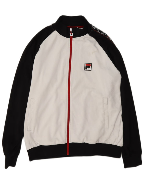 Fila Mens Graphic Tracksuit Top Jacket Pequeno Poliéster Colorblock Branco