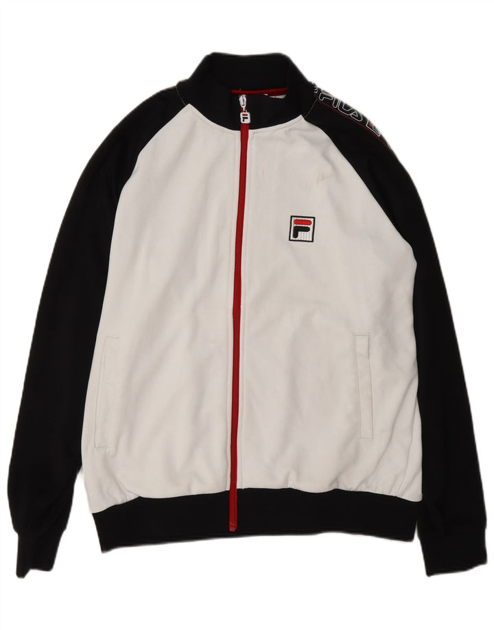 Fila Mens Graphic Tracksuit Top Jacket Pequeno Poliéster Colorblock Branco