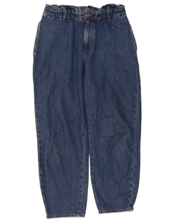 Calça jeans feminina Zara com cintura alta e cintura alta EU 40 médio W30 L25 algodão azul