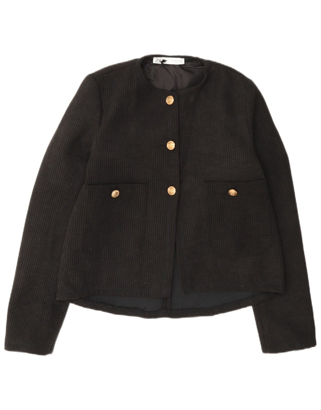 Jaqueta blazer feminina Zara com 3 botões Reino Unido 10 pequena preta