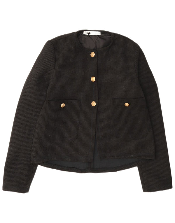 Jaqueta blazer feminina Zara com 3 botões Reino Unido 10 pequena preta