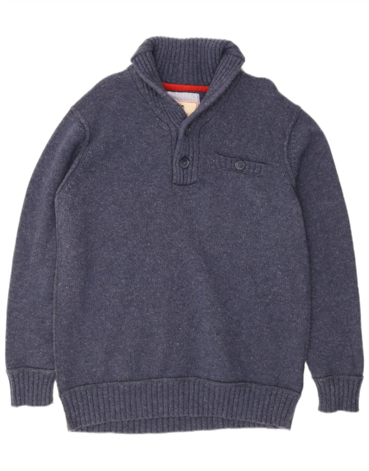 Suéter masculino Fat Face com gola xale 2XL lã de cordeiro azul marinho