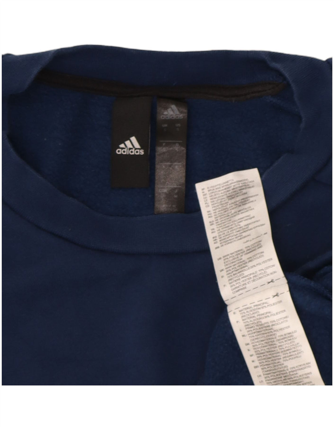 Adidas Mens Moletom Jumper Pequeno Algodão Azul Marinho
