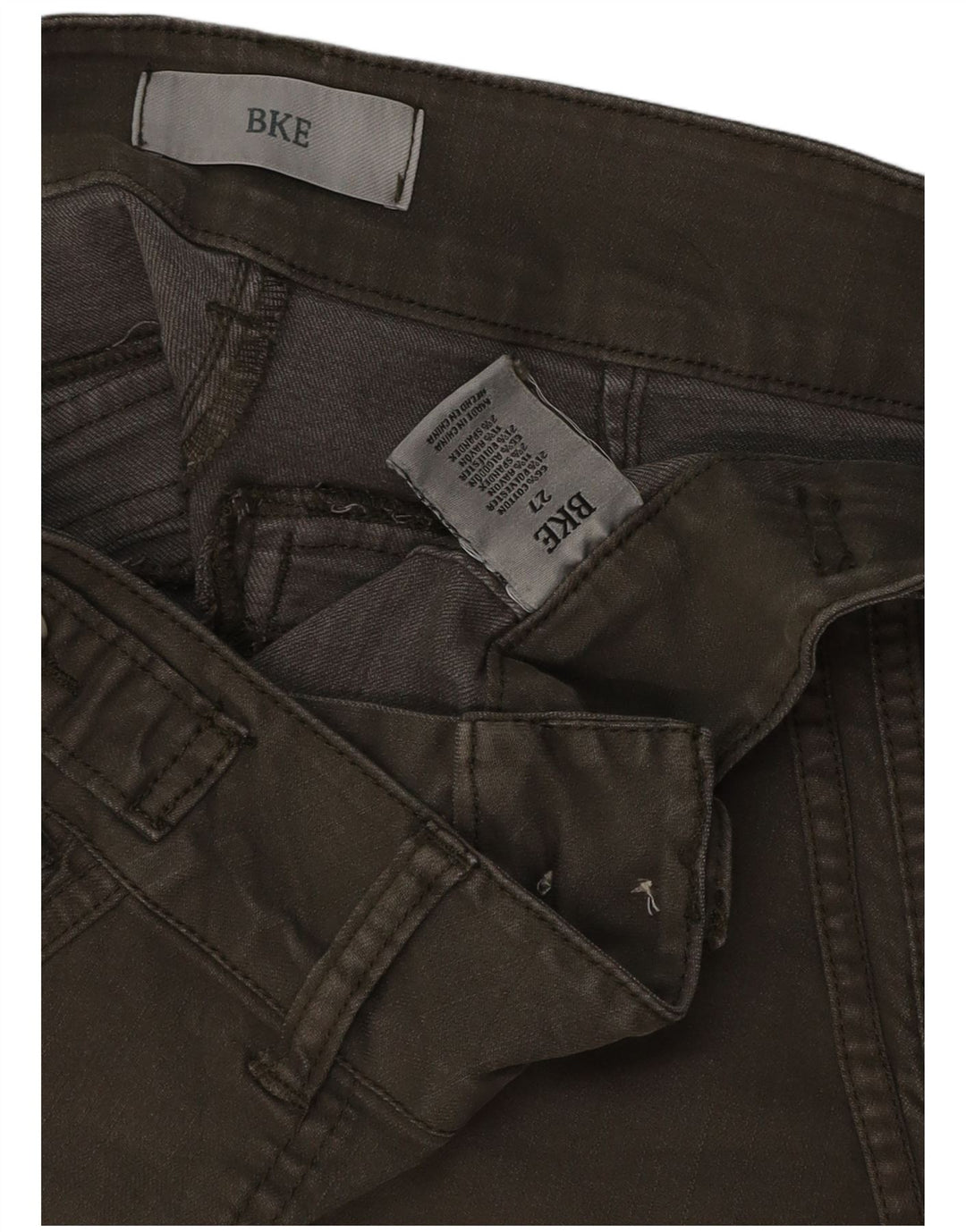 Shorts jeans feminino BKE W27 pequeno algodão cáqui