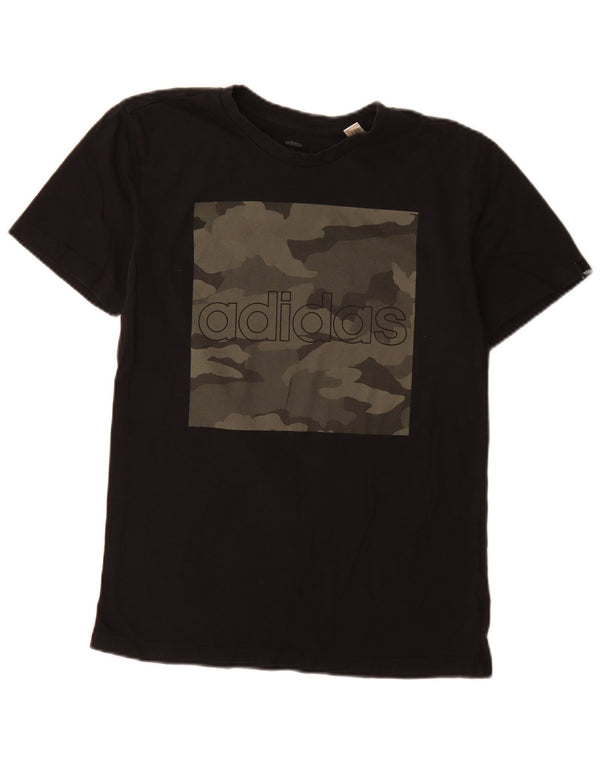 Adidas Mens Graphic T-Shirt Top Pequeno Algodão Camuflado Preto
