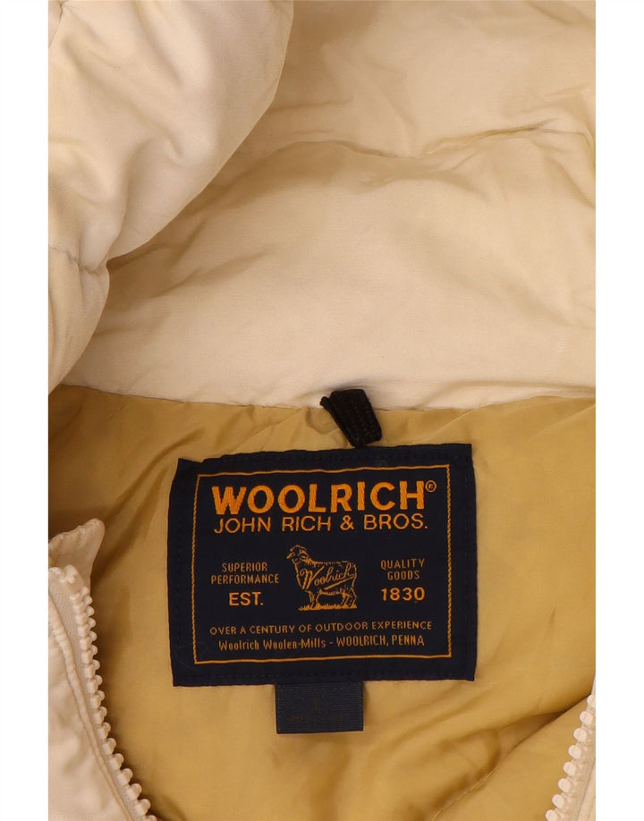 Casaco acolchoado com capuz masculino Woolrich UK 40 grande algodão branco