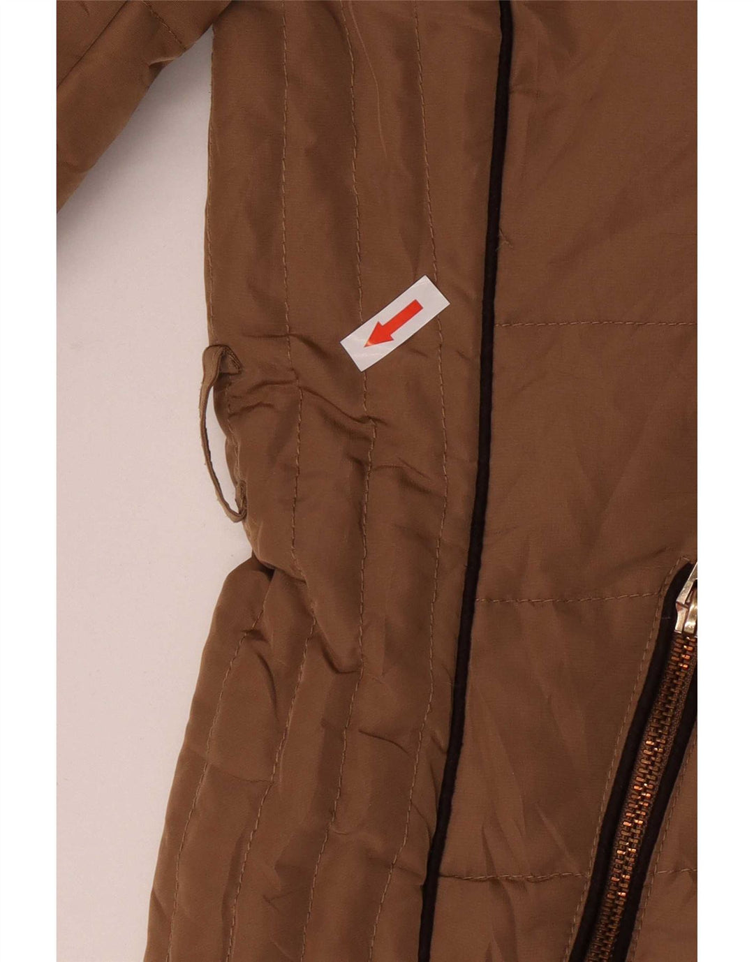 Jaqueta acolchoada com capuz feminina Zara UK 14 poliéster bege médio