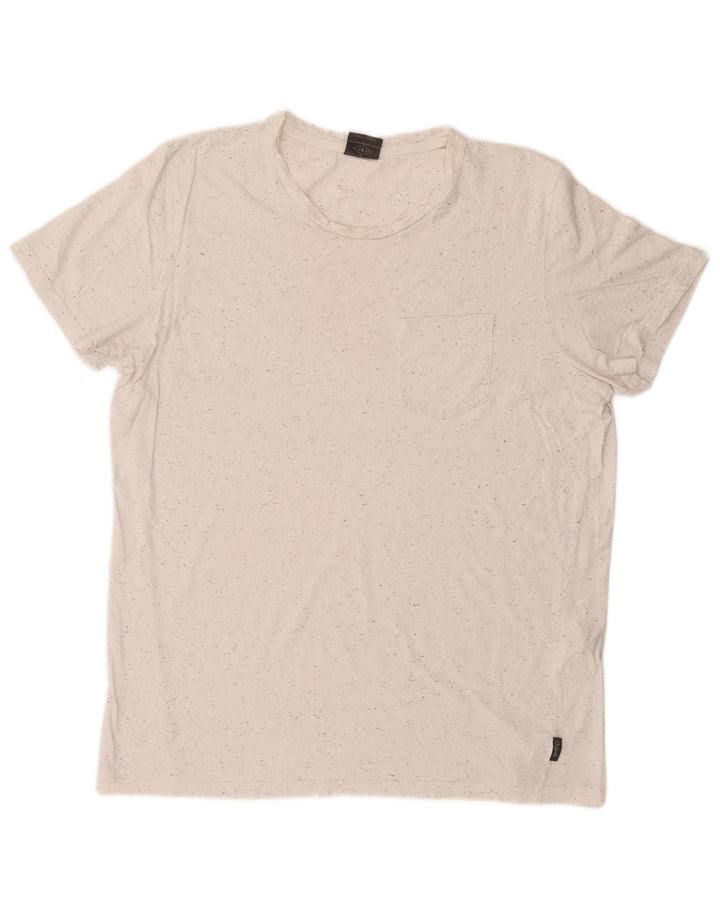 Camiseta masculina Jack & Jones grande algodão manchado branco