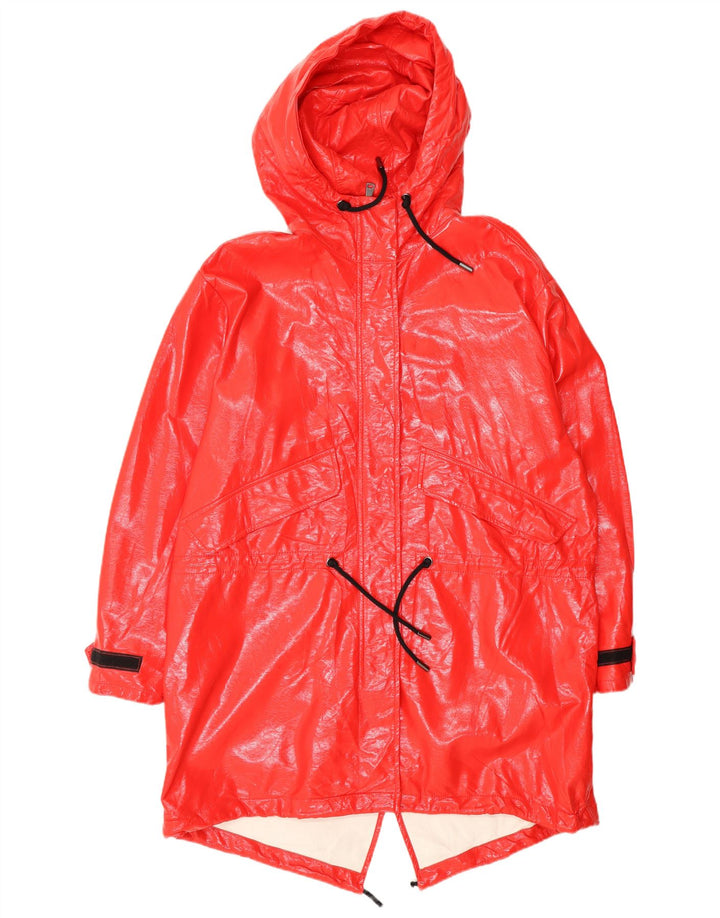 Zara Womens Hooded Rain Jacket UK 10 Pequeno Polietileno Vermelho