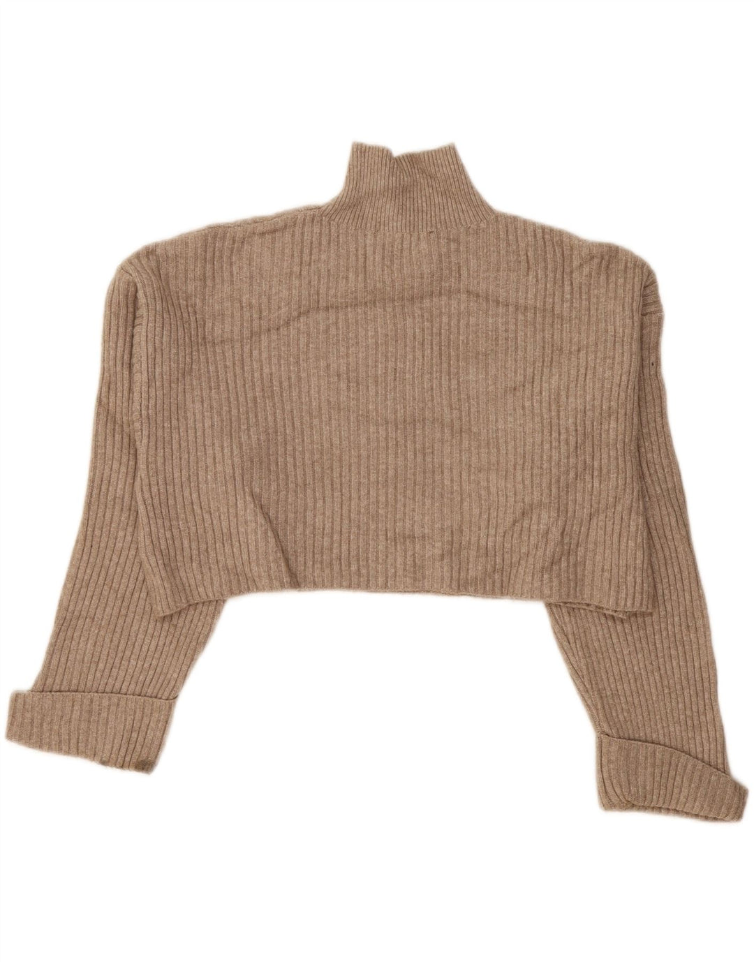 Suéter feminino Zara com gola alta e gola alta, Reino Unido 14 médio bege